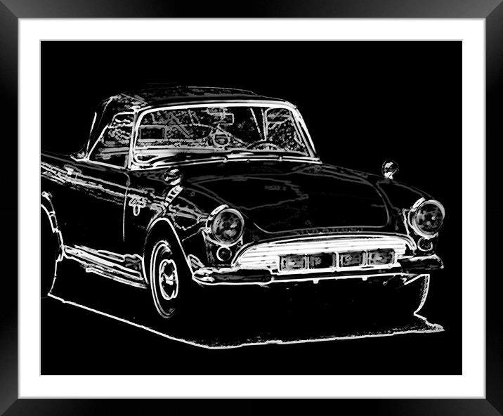 illustration of an old car, drawing of a classic v Framed Mounted Print by Q77 photo