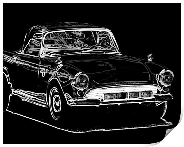 illustration of an old car, drawing of a classic v Print by Q77 photo