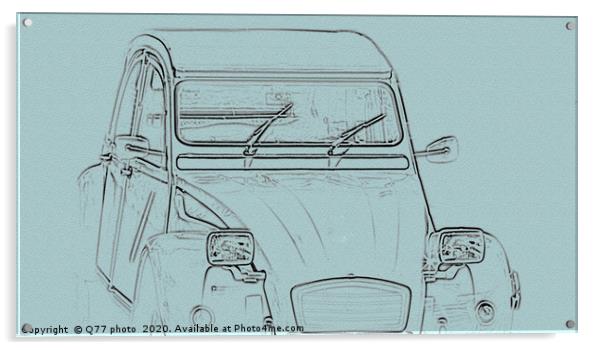 illustration of an old car, drawing of a classic v Acrylic by Q77 photo