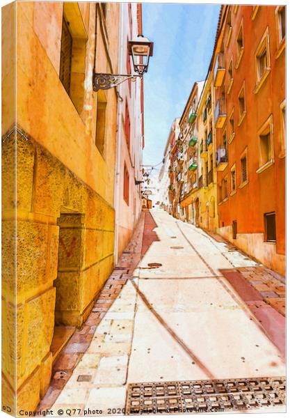 beautiful narrow alley in the old town of spain, w Canvas Print by Q77 photo