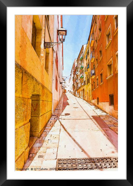 beautiful narrow alley in the old town of spain, w Framed Mounted Print by Q77 photo