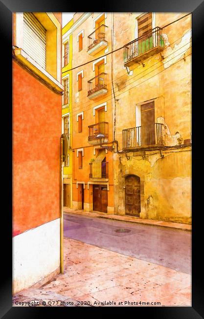 beautiful narrow alley in the old town of spain, w Framed Print by Q77 photo