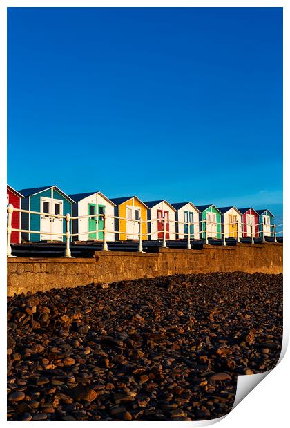 Beach Huts Summerleaze Beach, Bude, Cornwall Print by Maggie McCall