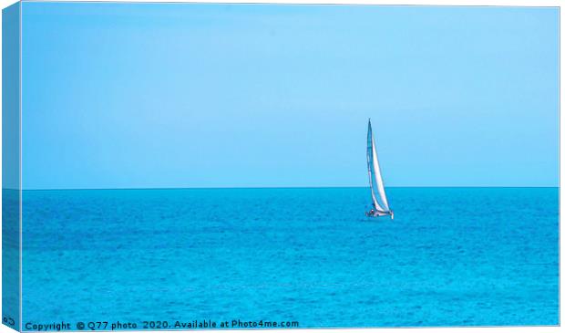 sailing boat flowing on the open sea, watercolor p Canvas Print by Q77 photo