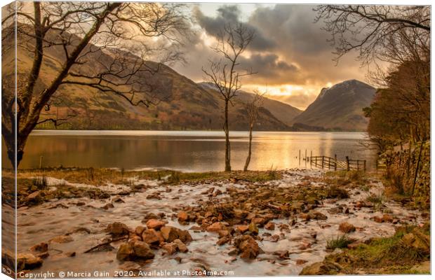 Buttermere at sunrise Canvas Print by Marcia Reay