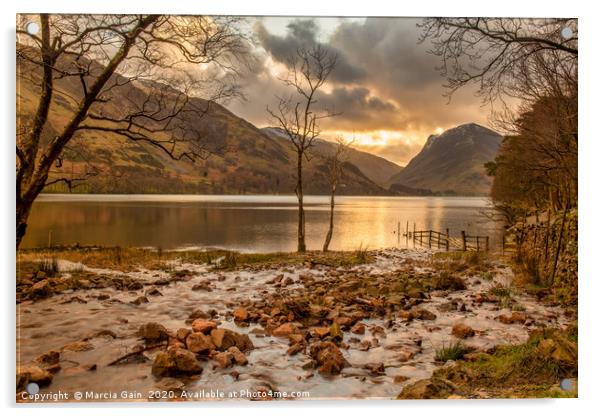 Buttermere at sunrise Acrylic by Marcia Reay