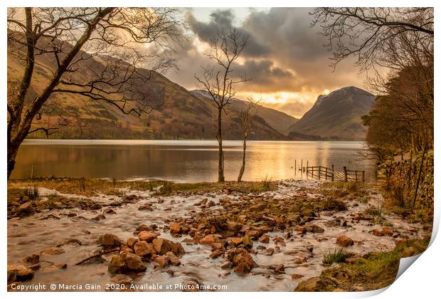 Buttermere at sunrise Print by Marcia Reay