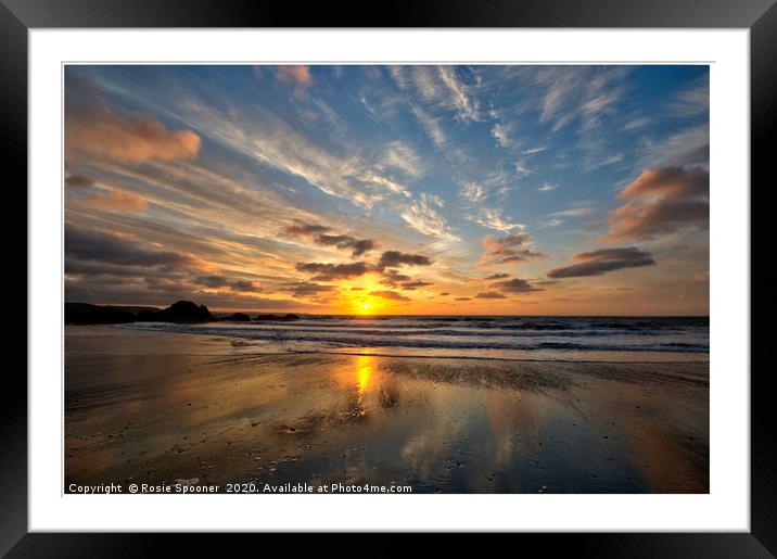 Sunrise on Looe Beach  Framed Mounted Print by Rosie Spooner
