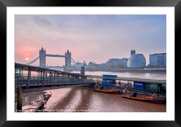 Tower Bridge at dawn Framed Mounted Print by Gordon Maclaren
