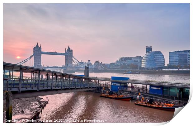 Tower Bridge at dawn Print by Gordon Maclaren