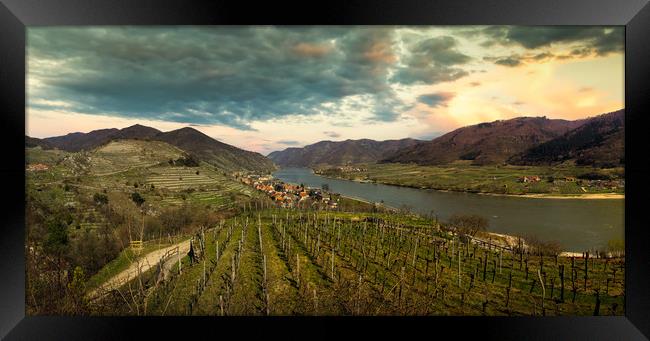 Spring time in Wachau valley. View to Spitz villag Framed Print by Sergey Fedoskin