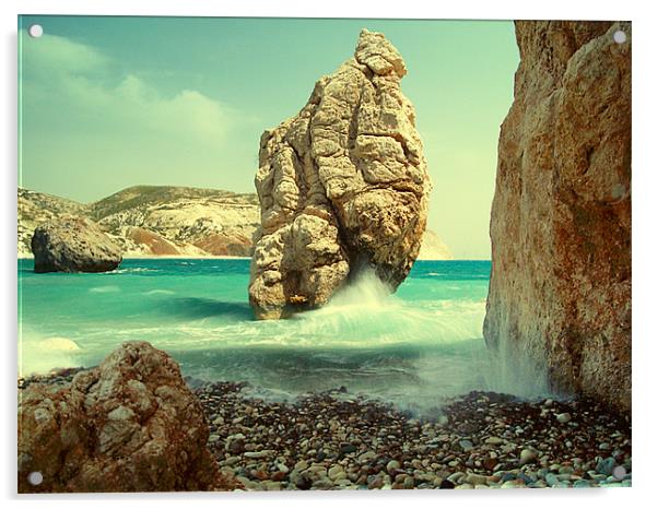 Aphrodite Rock, Cyprus Acrylic by Aj’s Images