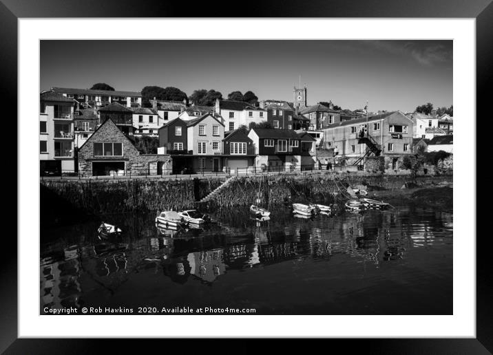 Falmouth Mono Reflections Framed Mounted Print by Rob Hawkins