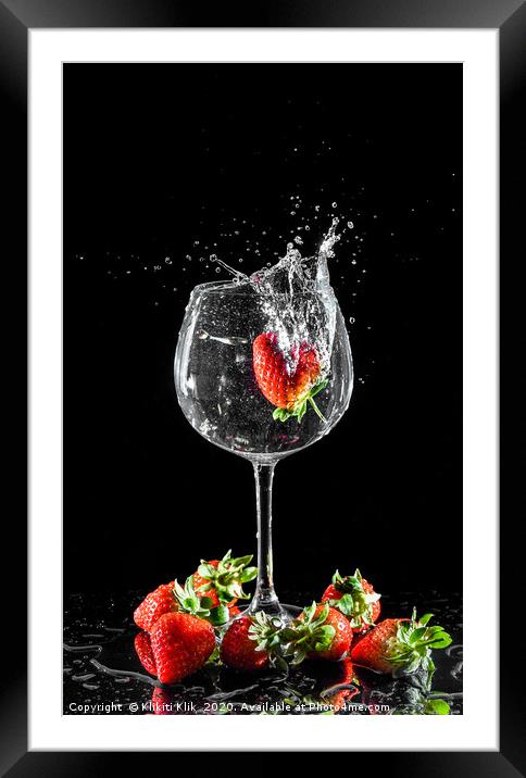 Strawberry Splash Framed Mounted Print by Angela H