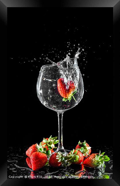 Strawberry Splash Framed Print by Angela H