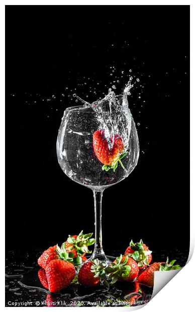 Strawberry Splash Print by Angela H