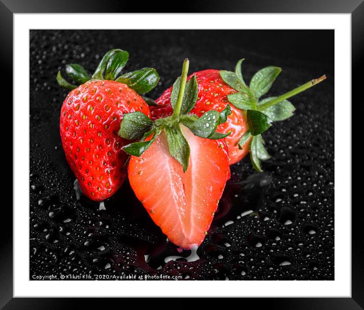Wet Strawberries Framed Mounted Print by Angela H