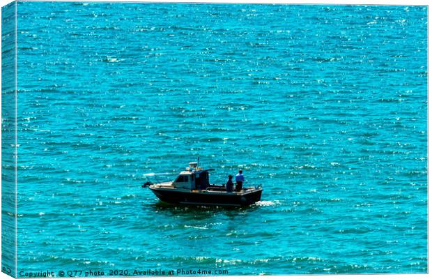 Fishing boat on the ocean, recreational fishing, open water tank Canvas Print by Q77 photo