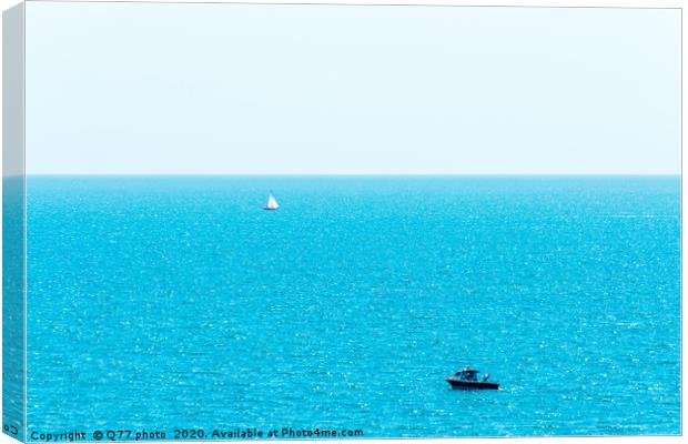 Fishing boat on the ocean, recreational fishing, o Canvas Print by Q77 photo