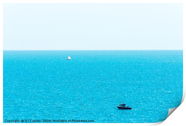 Fishing boat on the ocean, recreational fishing, o Print by Q77 photo