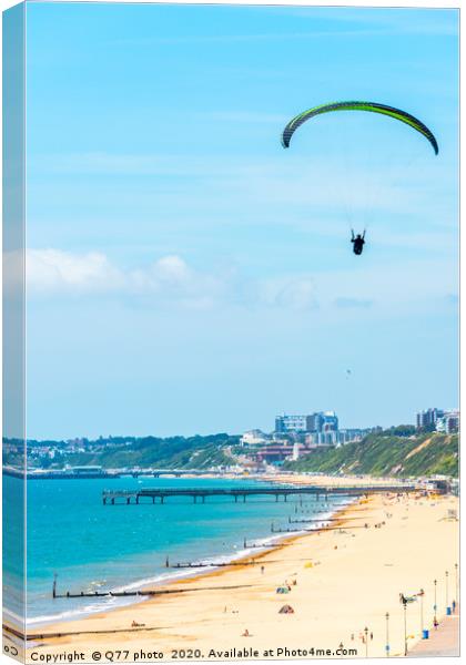 Paraglider flying in the sky, free time spent acti Canvas Print by Q77 photo