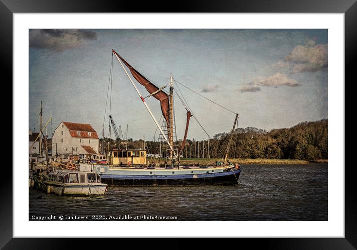 Sailing Barge At Woodbridge Framed Mounted Print by Ian Lewis