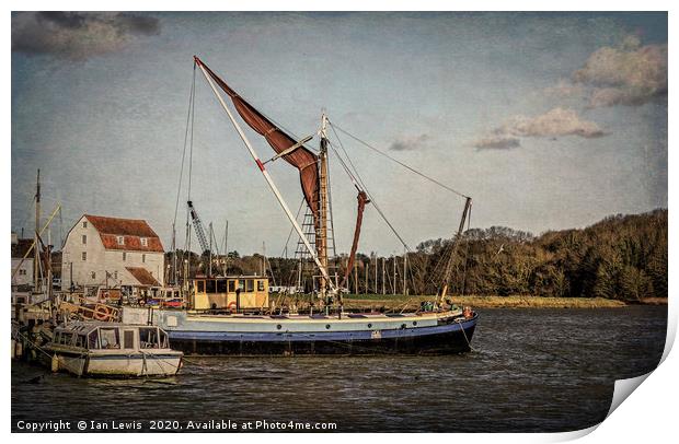 Sailing Barge At Woodbridge Print by Ian Lewis