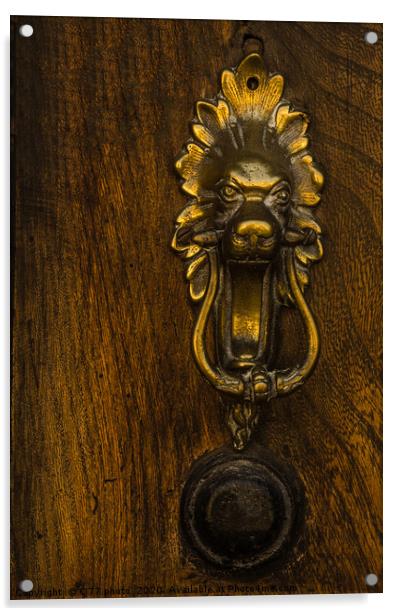 Door with brass knocker in the shape of a lion's h Acrylic by Q77 photo