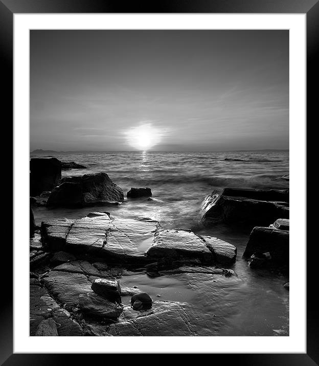BW Rocky Sunset Framed Mounted Print by Keith Thorburn EFIAP/b