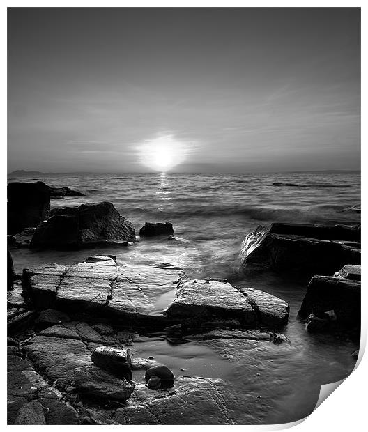 BW Rocky Sunset Print by Keith Thorburn EFIAP/b