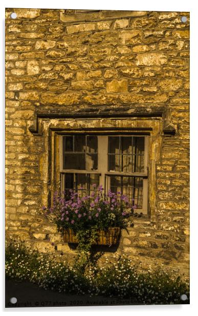Old wooden window in a historic building, characteristic stone f Acrylic by Q77 photo
