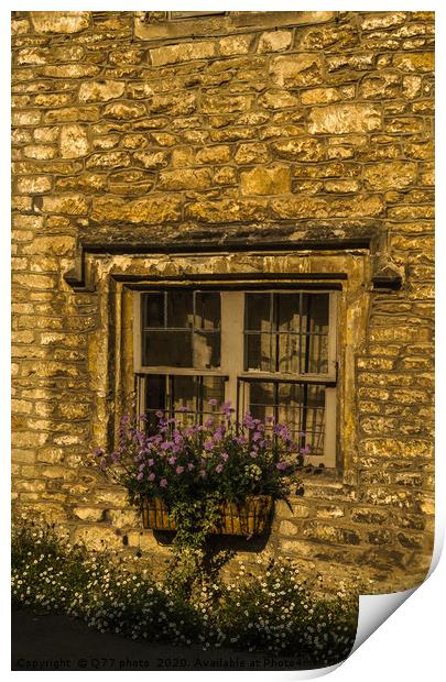 Old wooden window in a historic building, characteristic stone f Print by Q77 photo