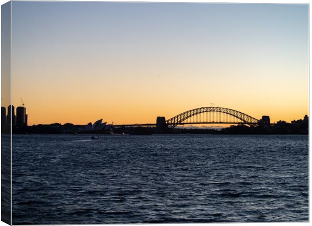 Sydney waterfront in silhouette  Canvas Print by Sophie Shoults