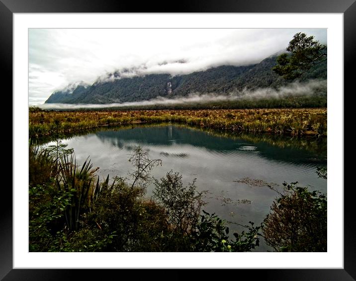 Mirror lake, New Zealand Framed Mounted Print by Martin Smith