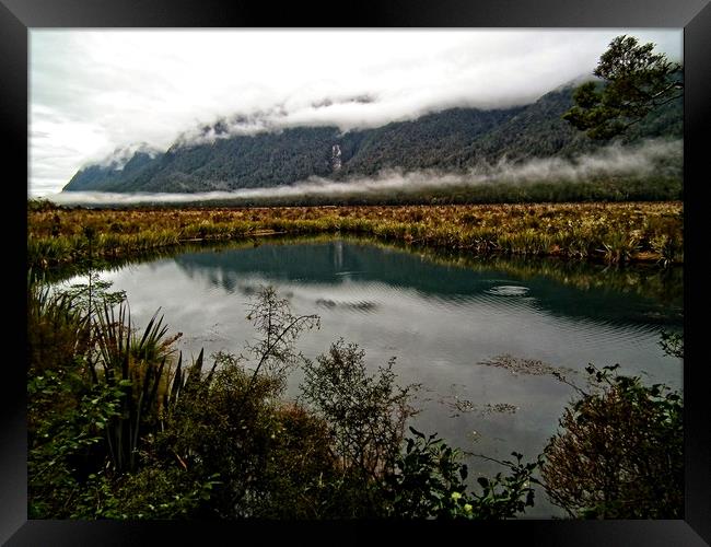 Mirror lake, New Zealand Framed Print by Martin Smith