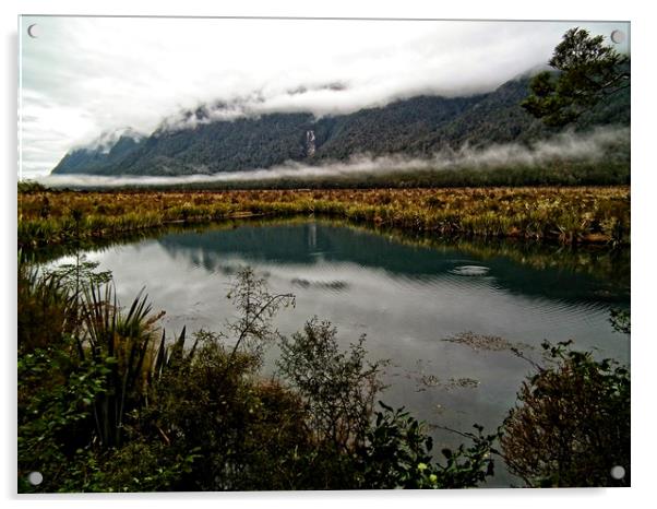 Mirror lake, New Zealand Acrylic by Martin Smith