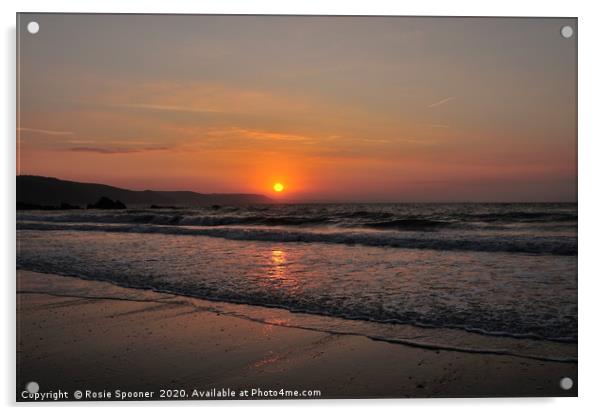 Sunrise on Looe Beach Acrylic by Rosie Spooner