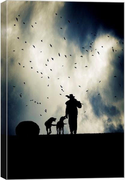 The Lone Shepherd and His Huntaways Canvas Print by Maggie McCall