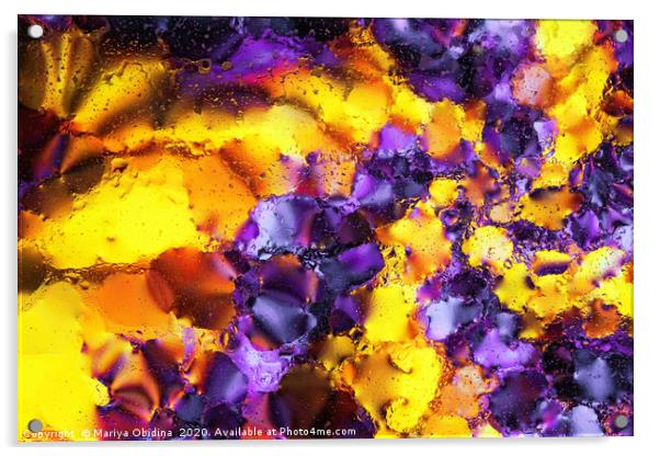 Purple and gold abstract background. Acrylic by Mariya Obidina