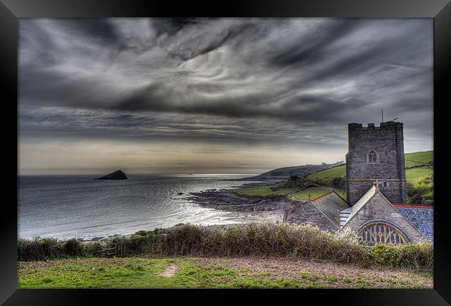 Rain Clouds over The Mewstone Framed Print by Mike Gorton