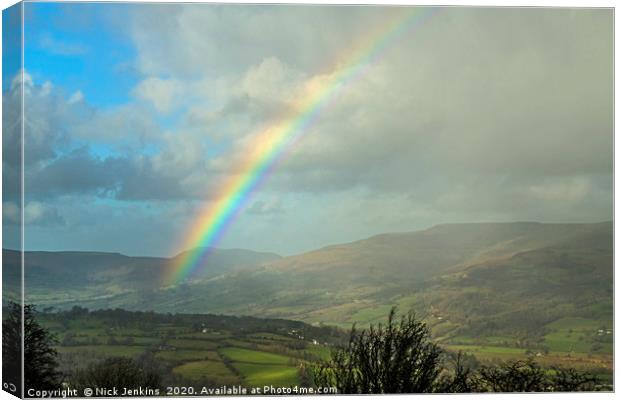 Rainbow over the Brecon Beacons Canvas Print by Nick Jenkins