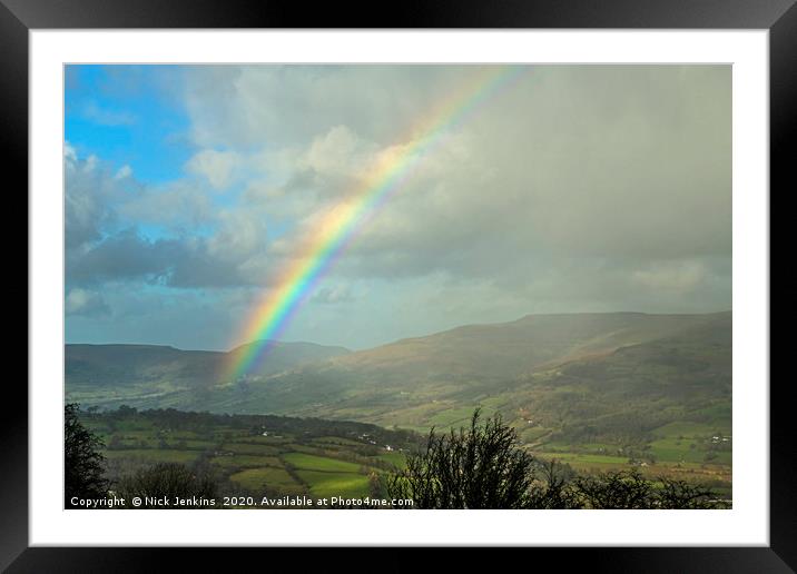Rainbow over the Brecon Beacons Framed Mounted Print by Nick Jenkins