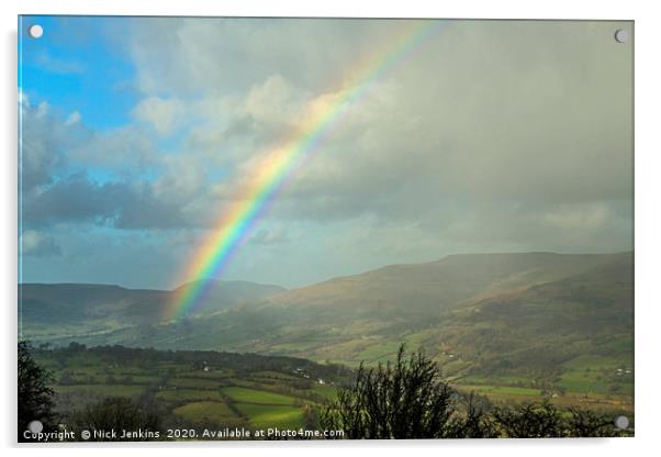 Rainbow over the Brecon Beacons Acrylic by Nick Jenkins