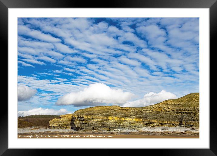 Dunraven Bay Southerndown with amazing clouds  Framed Mounted Print by Nick Jenkins