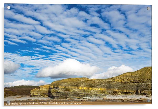 Dunraven Bay Southerndown with amazing clouds  Acrylic by Nick Jenkins