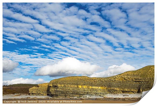 Dunraven Bay Southerndown with amazing clouds  Print by Nick Jenkins