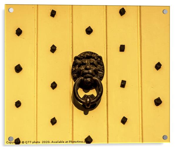Door with brass knocker in the shape of a lion's h Acrylic by Q77 photo