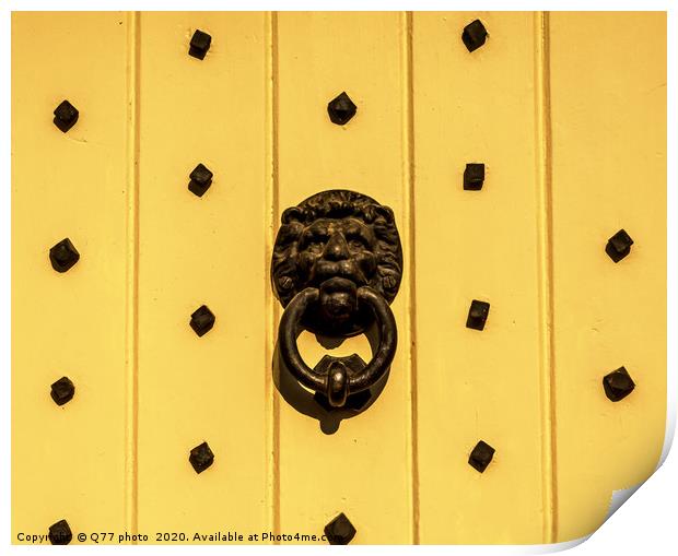 Door with brass knocker in the shape of a lion's h Print by Q77 photo