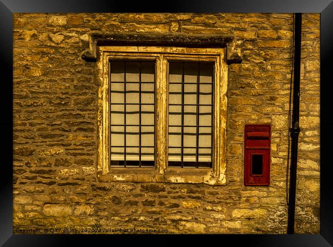 Old wooden window in a historic building, characte Framed Print by Q77 photo