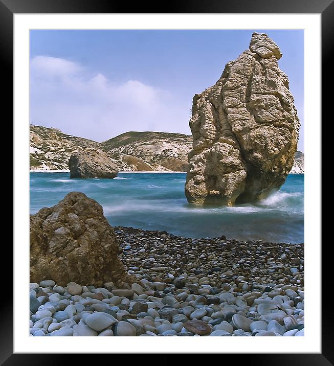 Aphrodite Rock, Cyprus Framed Mounted Print by Aj’s Images